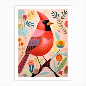 Pink Scandi Cardinal 3 Art Print