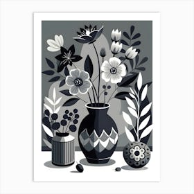 Black And White Flowers 10 Art Print