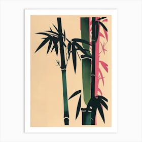 Bamboo Tree Colourful Illustration 1 Art Print