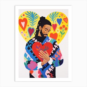 Person With Locks Holding A Heart 1 Art Print