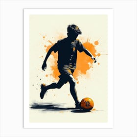 Soccer Player Kicking A Ball Art Print