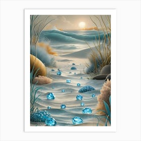 Blue Jewels On The Beach Art Print