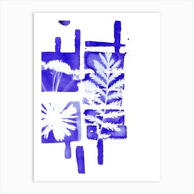 Abstract Blue Flowers Art Print