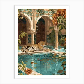 Leopard In The Pool 1 Art Print