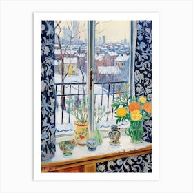 The Windowsill Of Moscow   Russia Snow Inspired By Matisse 2 Art Print