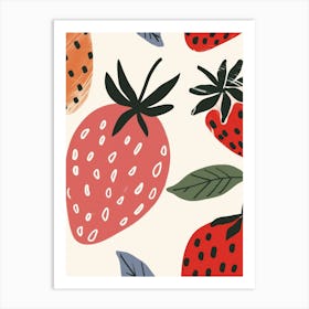 Strawberries Close Up Illustration 3 Art Print