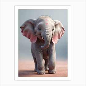 Cute Baby Elephant Nursery Ilustration (10) Art Print