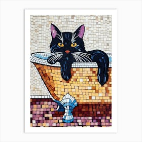 Black Cat In Bathtub 7 Art Print