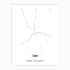 Illintsi,Ukraine Minimalist Map Art Print