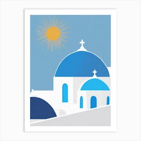 Santorini S Blue Domes And White Walls Art Print