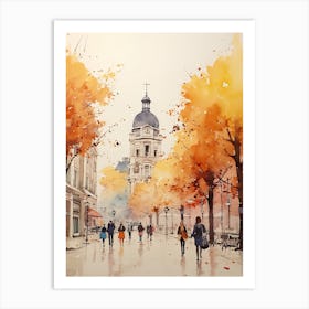 Belgrade Serbia In Autumn Fall, Watercolour 1 Art Print