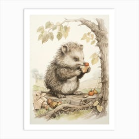 Storybook Animal Watercolour Hedgehog 2 Art Print