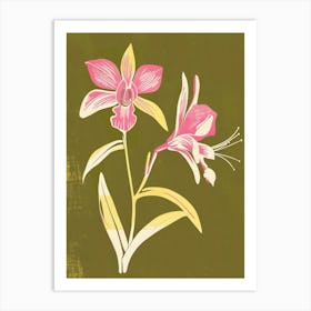 Pink & Green Orchid 1 Art Print