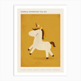 Muted Pastels Unicorn Galloping 4 Poster Art Print