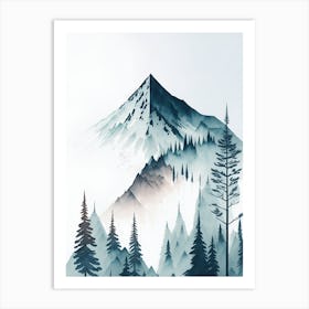 Mountain And Forest In Minimalist Watercolor Vertical Composition 327 Art Print