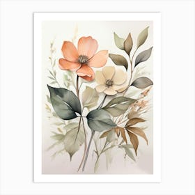 Watercolor Of Flowers 2 Art Print