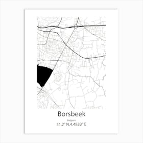 Borsbeek,Belgium Minimalist Map Art Print