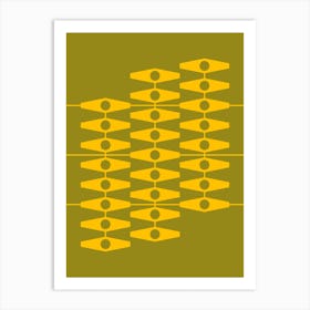 Abstract Eyes In Warm Yellow And Light Olive Art Print