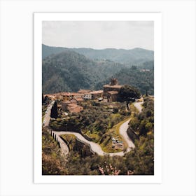 Roads Tuscany | Viewpoint over an Italian small village in the mountains Art Print