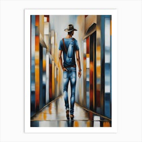 Man Walking Down The Street Art Print