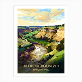 Theodore Rooselvelt National Park Travel Poster Illustration Style 2 Art Print