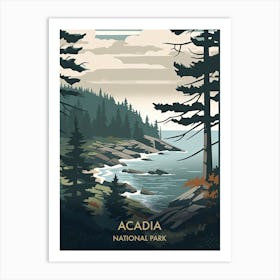 Acadia National Park Travel Poster Mid Century Style 1 Art Print