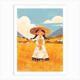 Girl In A Wheat Field Affiche