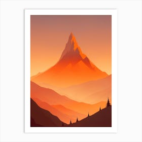 Misty Mountains Vertical Composition In Orange Tone 238 Art Print