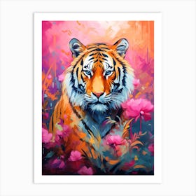 Tiger Art In Color Field Painting Style 4 Art Print