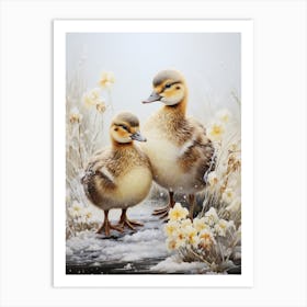 Snowy Winter Duckling 2 Art Print