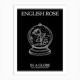 English Rose In A Globe Line Drawing 4 Poster Inverted Art Print