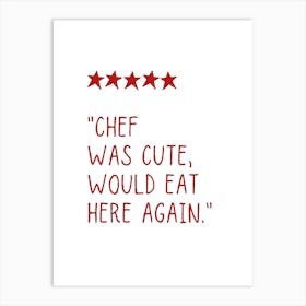 Food Review Red Print Art Print