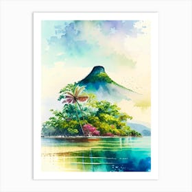 Isla De Ometepe Nicaragua Watercolour Pastel Tropical Destination Art Print