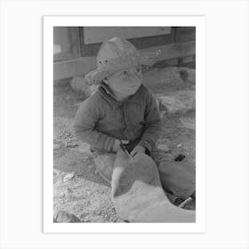 Little Boy Cutting Up Inner Tube, El Indio, Texas By Russell Lee Art Print