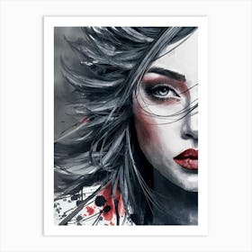 Girl With Red Lips Canvas Print Art Print