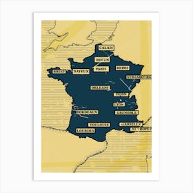 Vintage Map Of France 1 Art Print