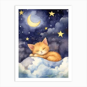 Baby Kitten 4 Sleeping In The Clouds Art Print