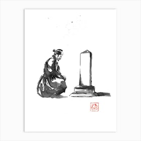 Samurai Grieving Art Print