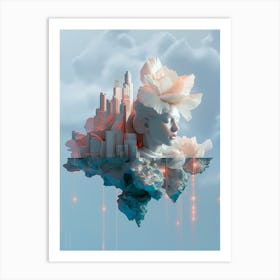 "Otherworldly Fantasy: White Resin Cityscape" Art Print