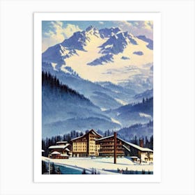 Crans Montana, Switzerland Ski Resort Vintage Landscape 1 Skiing Poster Art Print