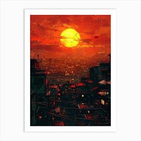 Sunset Over A City 4 Art Print