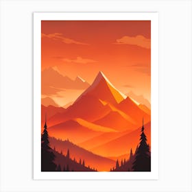 Misty Mountains Vertical Composition In Orange Tone 63 Art Print