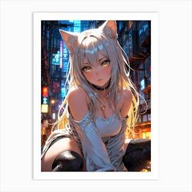 Anime Girl With Cat Ears 10 Art Print