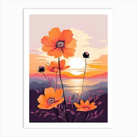 Sunset Flowers 5 Art Print