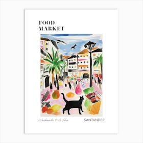 The Food Market In Santander 3 Illustration Poster Art Print