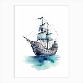 Sailing Ships Watercolor Painting (7) Art Print
