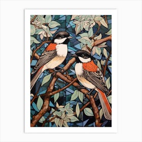 Art Nouveau Birds Poster Carolina Chickadee 2 Art Print