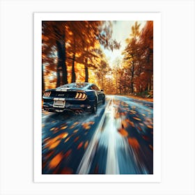 Ford Mustang Driving In Autumn Art Print