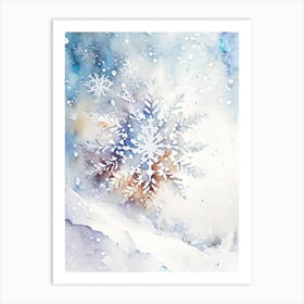 Snowflakes In The Snow,  Snowflakes Storybook Watercolours 3 Art Print