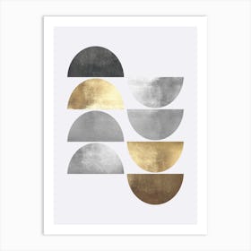 Gold and metal circles 8 Art Print